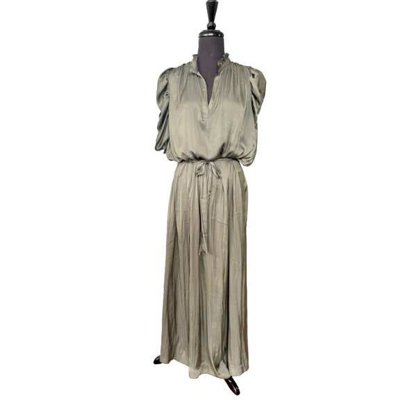 Zadig & Voltaire Ray Satin Maxi Dress Sage Green - Parisian Glamour Size M - Picture 4 of 15